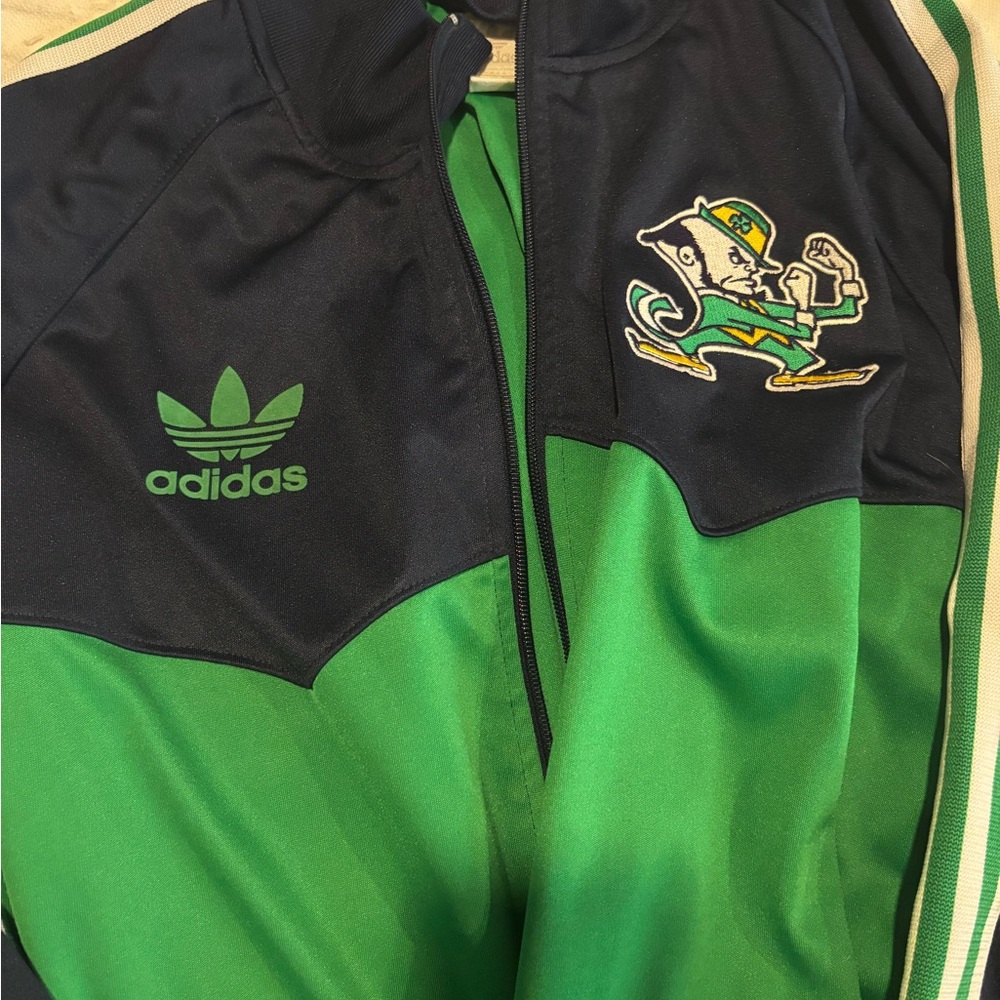NOTRE DAME: Adidas Green and Navy Track Jacket